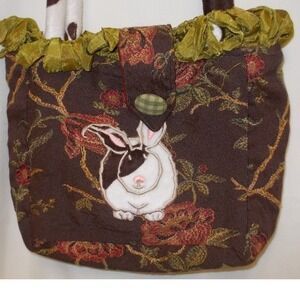 Susie Stern Cowbunnies Tapestry Bunny Handbag Brown Floral Cow Print
